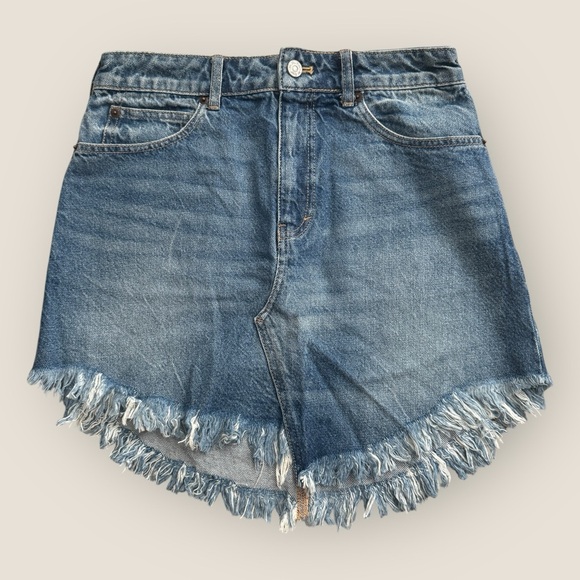Free People | Bailey Fringe Denim Mini Skirt | Size 27 | NWOT - Picture 2 of 7